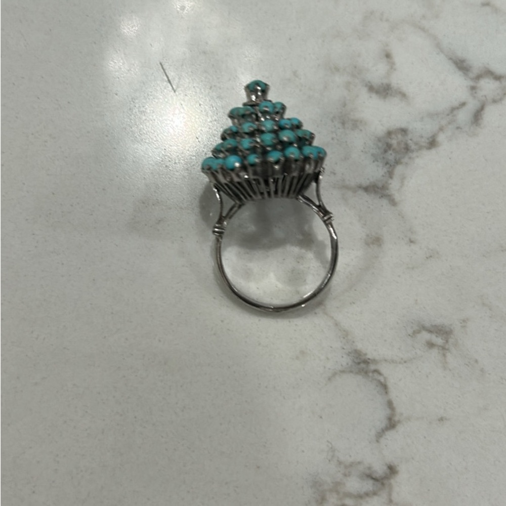 Turquoise Cluster Statement Ring - image 2